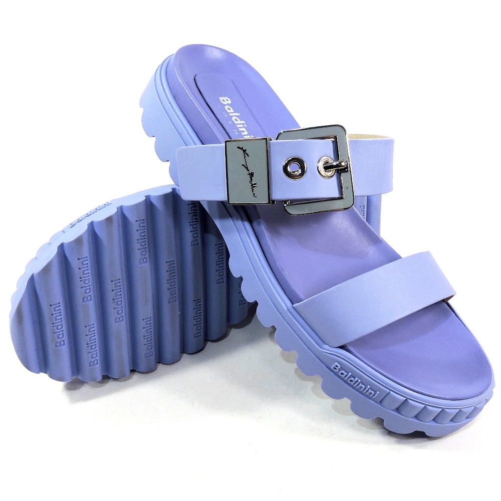 BALDININI 🇮🇹 WOMEN'S BLUE SOFT LEATHER COMFORT SUMMER MULES